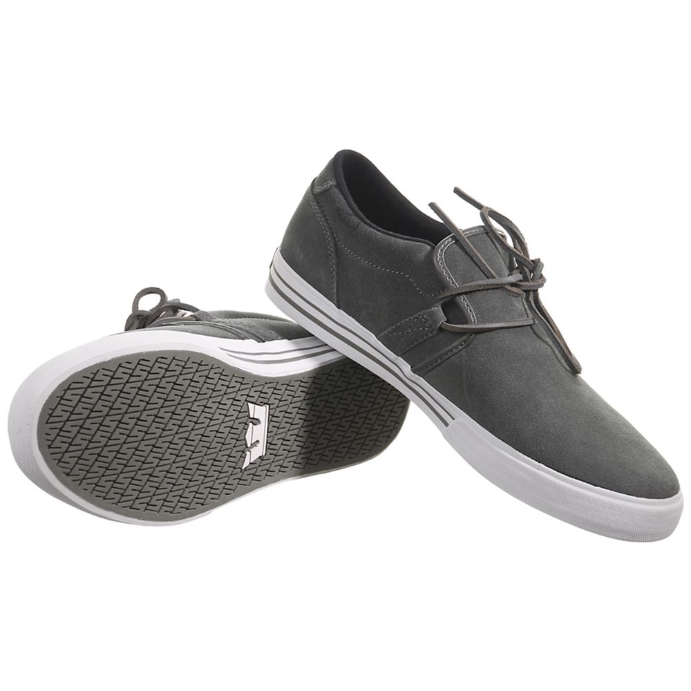 Baskets Basses Supra Cuban Grise Grey Suede Homme | KMS-99057516